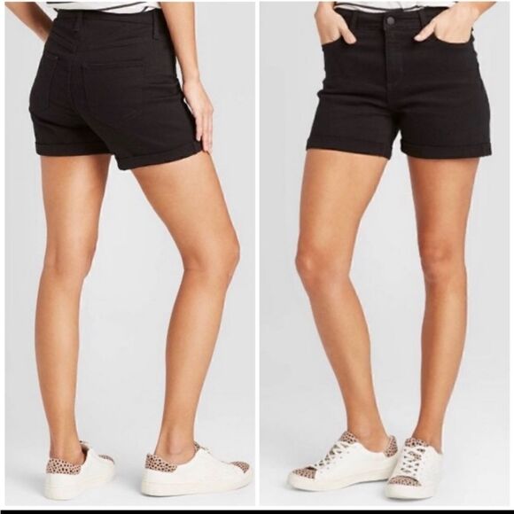 Universal Threads High Rise Midi Black Jean Shorts - Picture 1 of 6